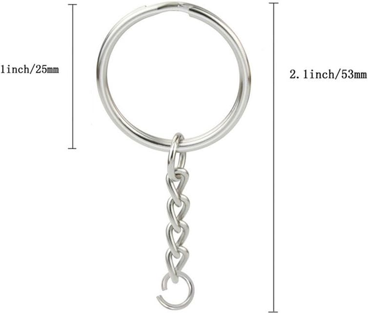 kingforest 50-Piece Split Key Ring Kit with Chains & Jump Rings - 1 Inch Silver Nickel Bulk Jewelry Making Supplies for DIY Keychains, Charms, Crafts - Image 2
